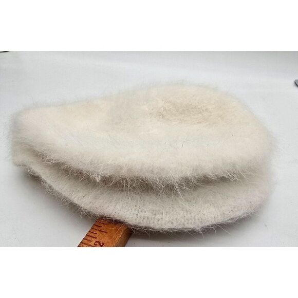 David & Young Angora & Nylon White Beret Hat - Picture 5 of 7